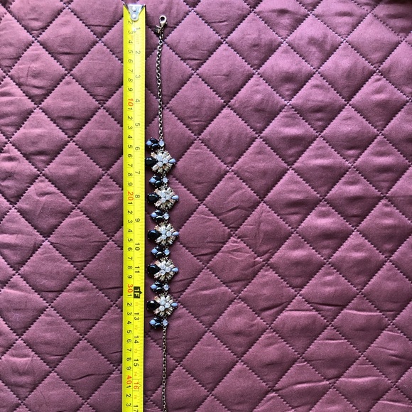 Banana Republic Factory Jewelry Statement Necklace Black Silver Rhinestones - Picture 5 of 7